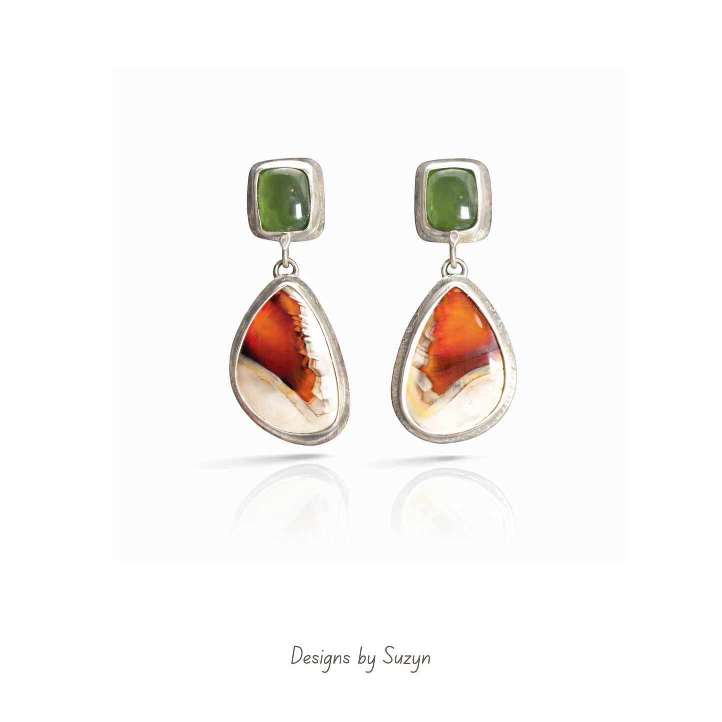 Agate and Vesuvianite Earrings