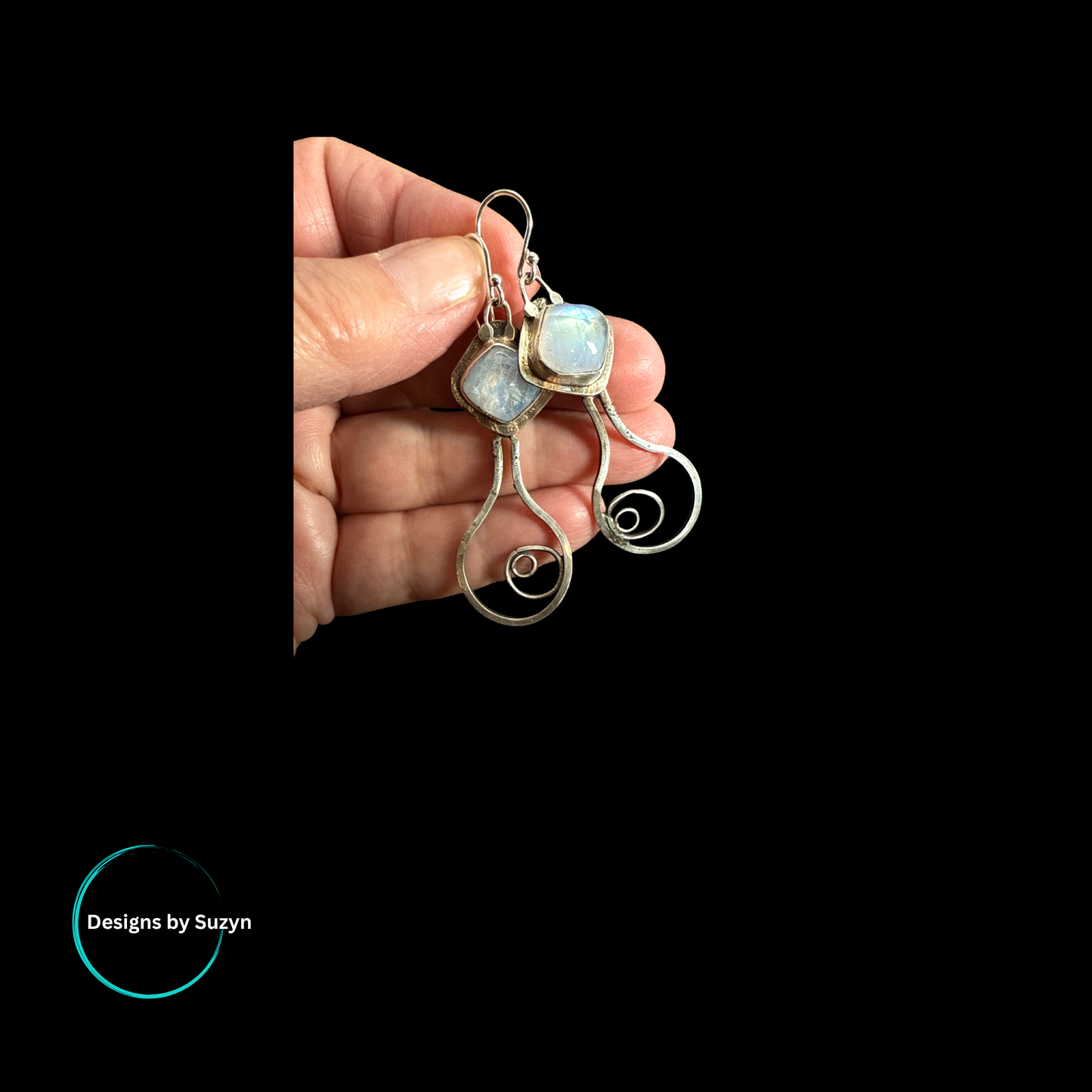 Moonstone Dangle earrings, silver, Moonlight Glow