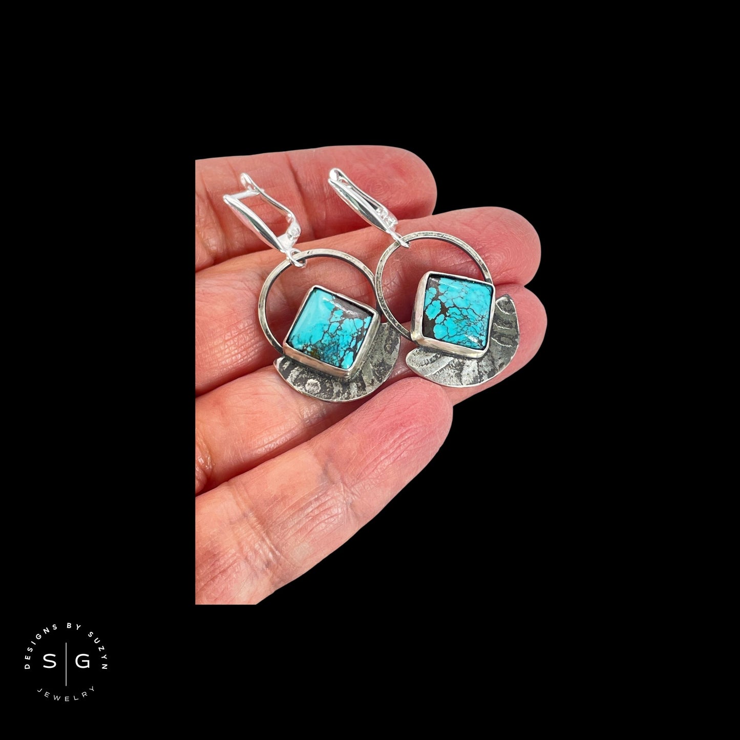 Small Turquoise Dangle Hoop Earrings