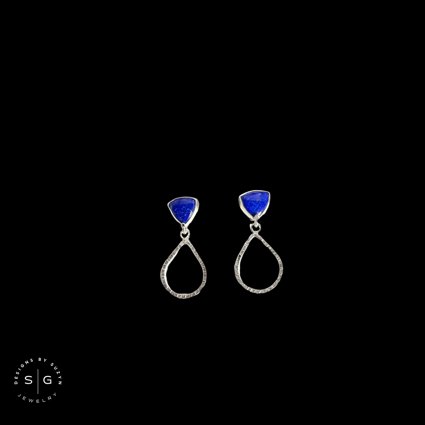 LAPIS POST EARRINGS WITH HOOPS