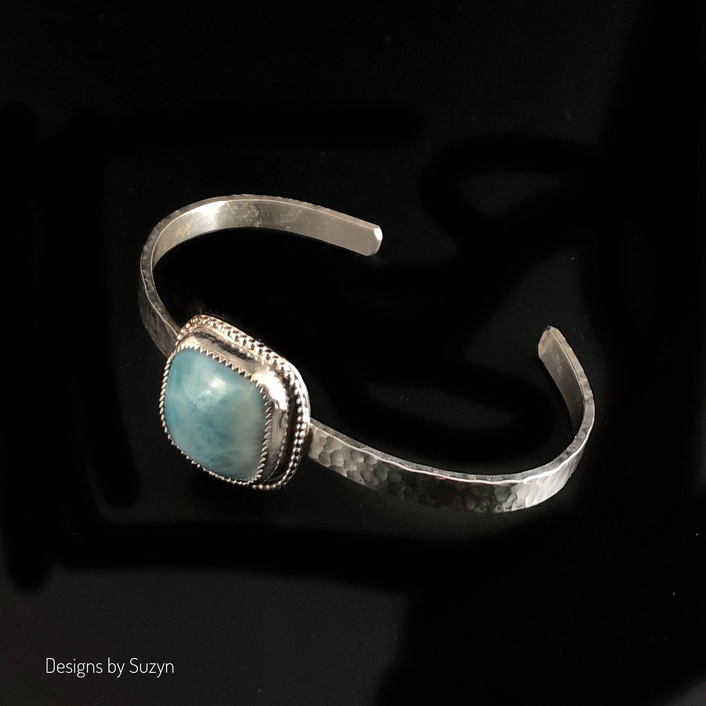 Larimar and Sterling Silver Cuff Bracelet Size 6-3/4 - 7
