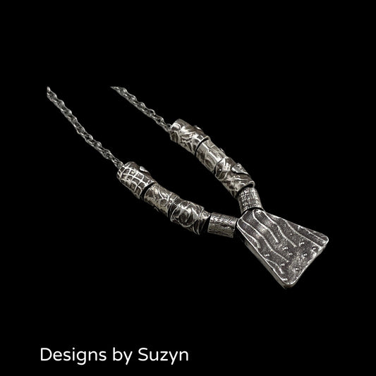 Reversible Leopoldite and silver meditation Necklace