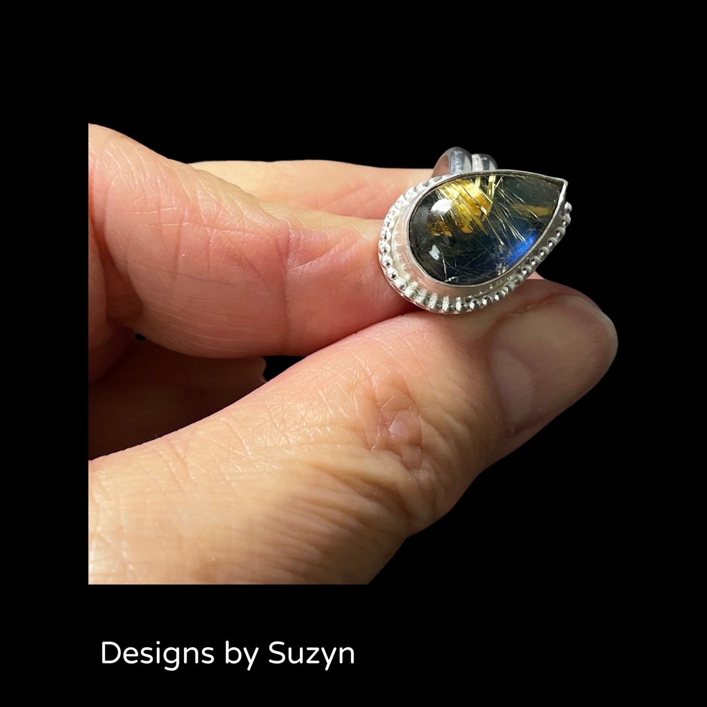 Reserved - Size 7 Onyx, Labradorite, Rutile Quartz