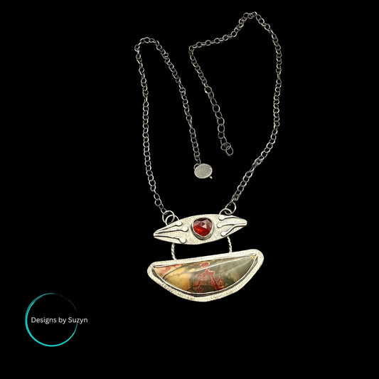 Burnished Earth Pendant - Cherry Creek Jasper and Hessonite Garnet