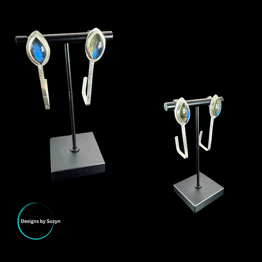 Labradorite Geometric Hoops "Arc Light"