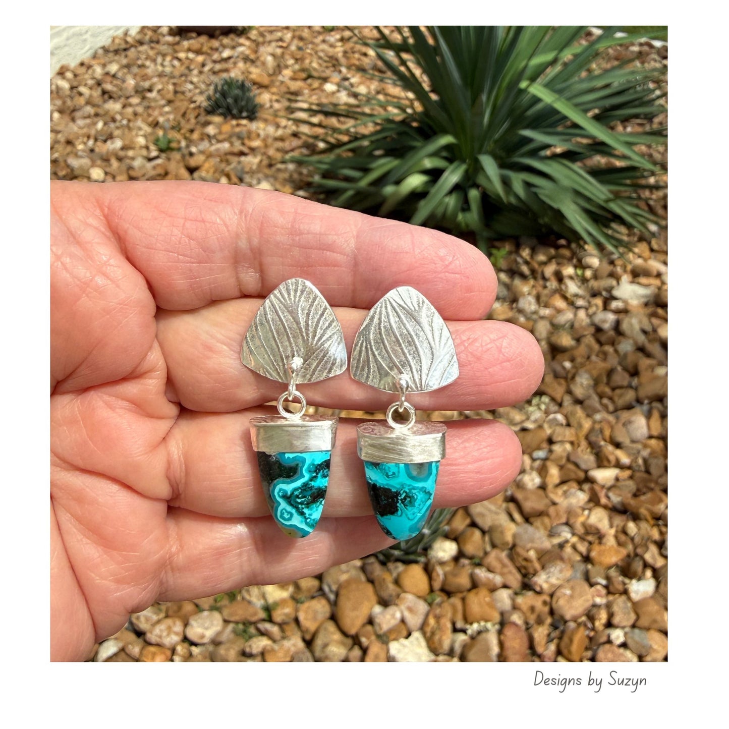 Namibian Chrysocolla Post Earrings - Reserved FOR SS