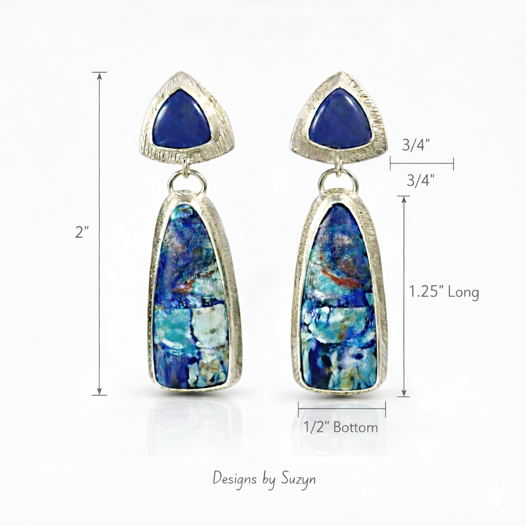 Song of the Bluebird - Lapis Lazuli and Bluebird Azurite Statement Earrings