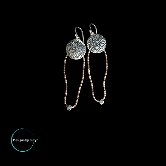 Argentium Silver and 14k gold-filled Earrings, Gold Rush