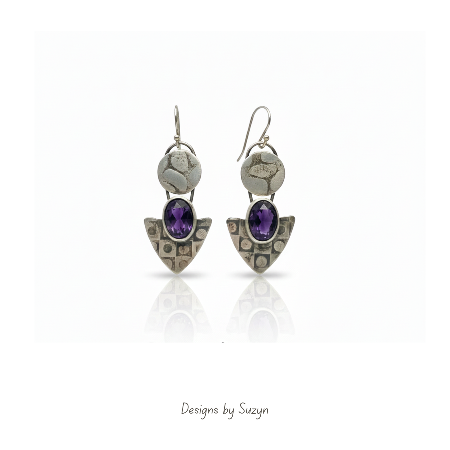 Amethyst and Silver Dangle Earrings, Purple Majesty RESERVED