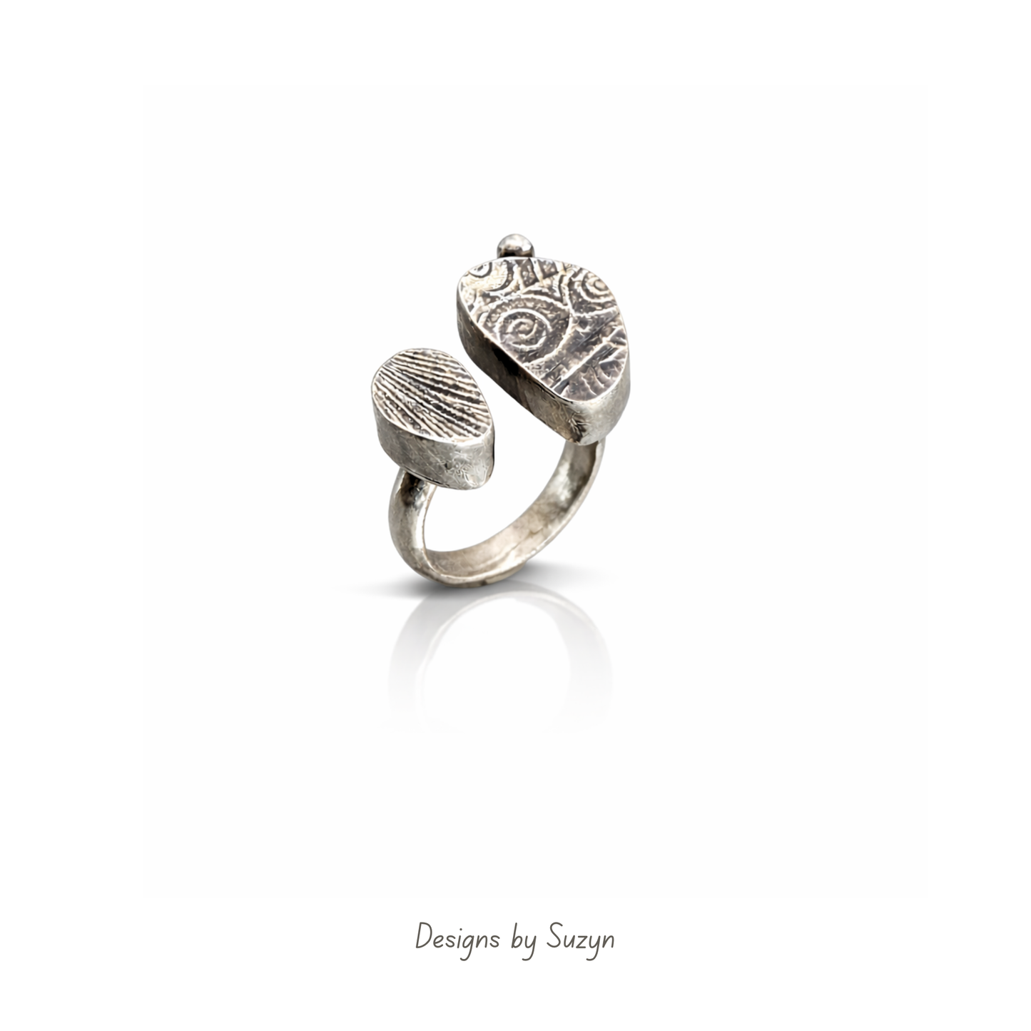 Handcrafted hollow form sterling silver sculptural ring size 7 Innerspace Strong, one of a kind artisan jewelry, Designs by Suzyn