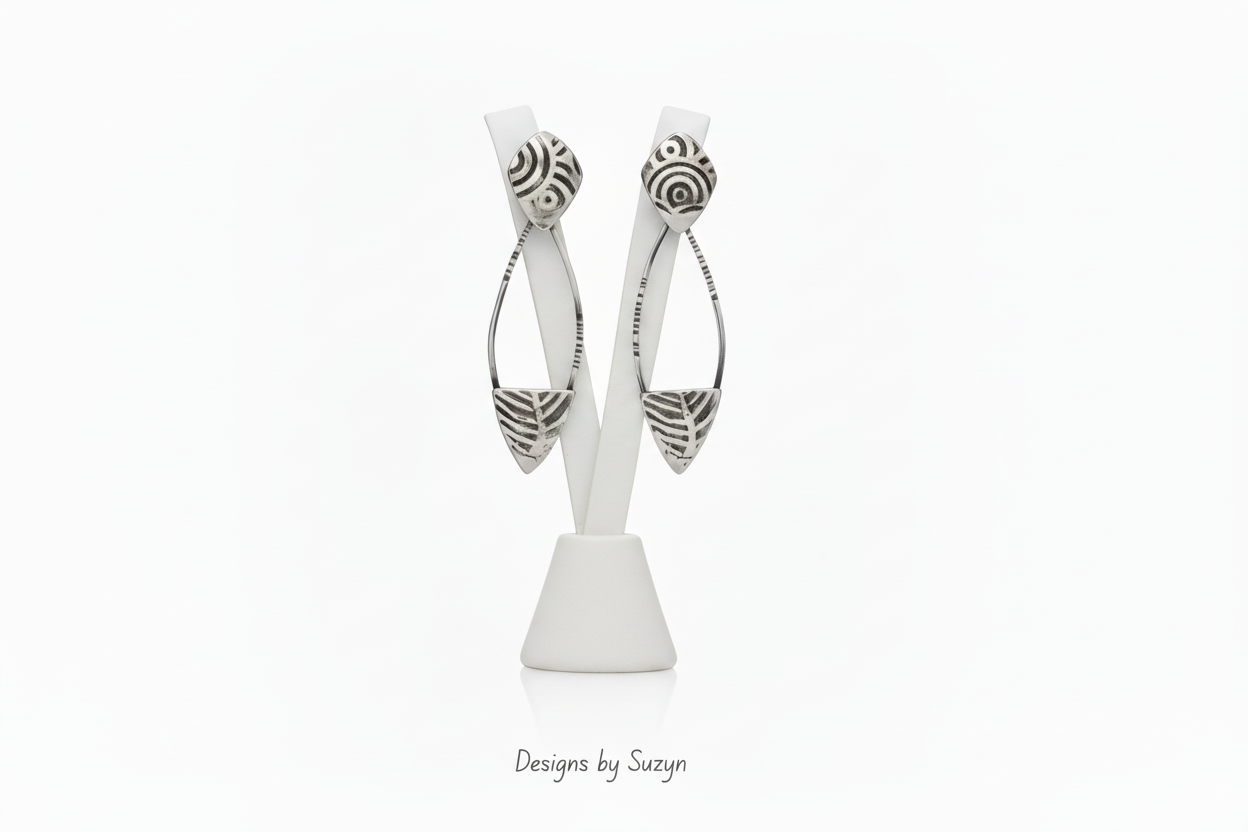 Artifacts - Sculptural Argentium and Sterling Silver Statement Earrings