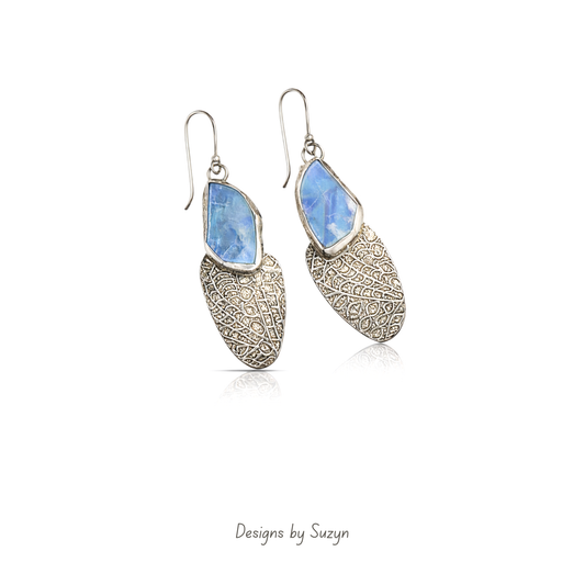 Moonstone and Argentium Silver Earrings