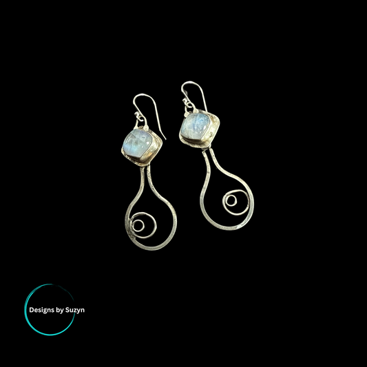 Moonstone Dangle earrings, silver, Moonlight Glow