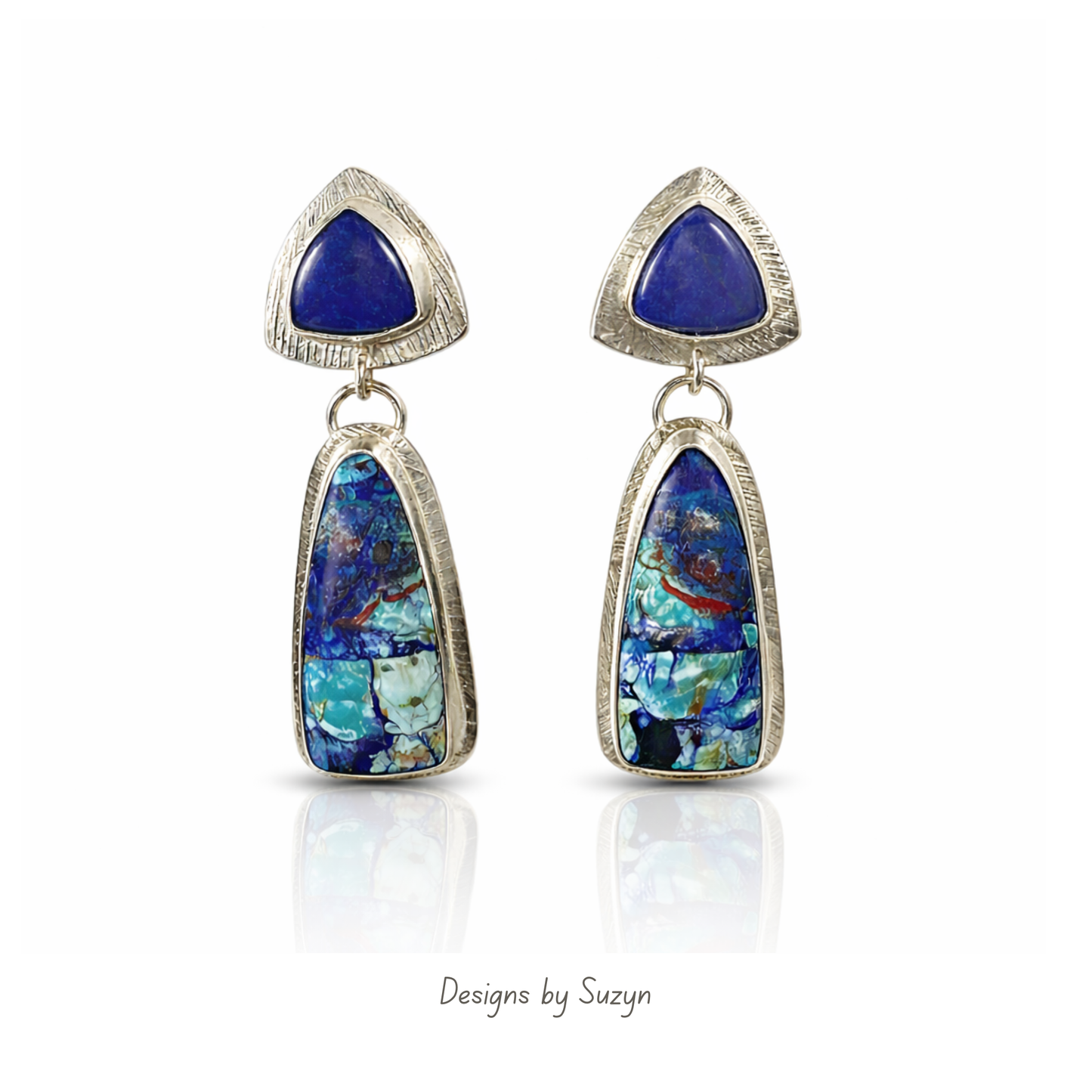 Song of the Bluebird - Lapis Lazuli and Bluebird Azurite Statement Earrings