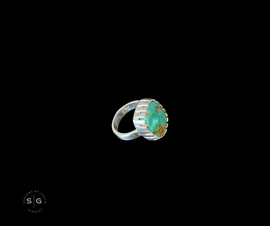 RESERVED FOR S - Kingman Turquoise Ring Size 6, Castellated Bezel