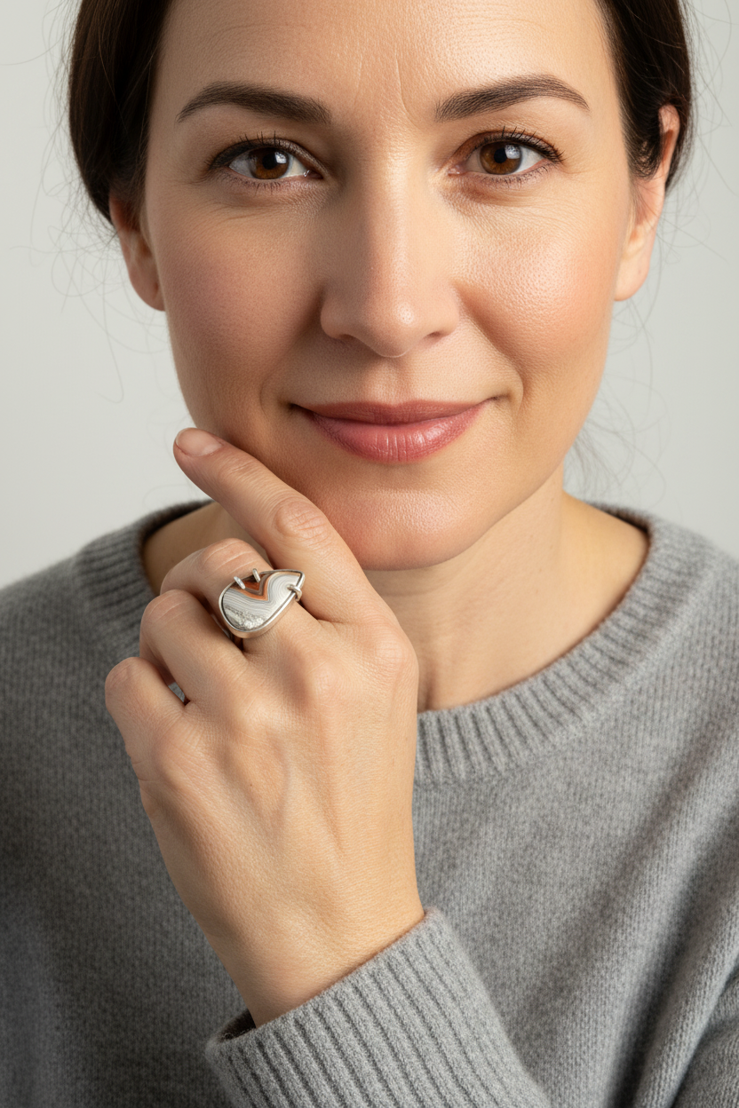 Agate ring on model