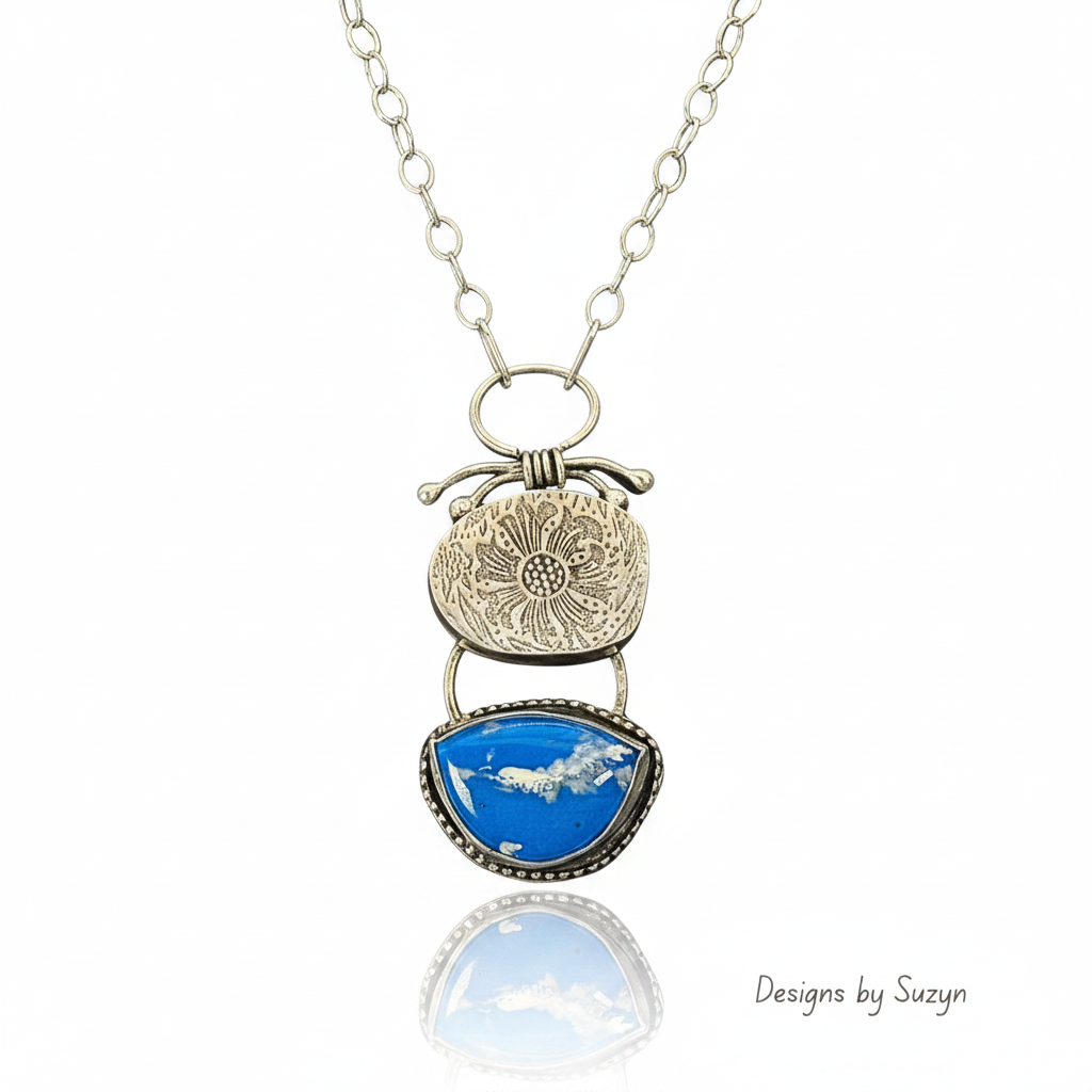 Blue Stone Silver Pendant Necklace