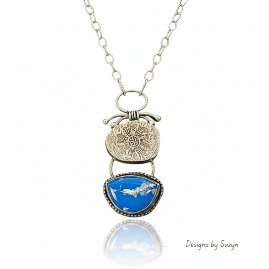 Blue Stone Silver Pendant Necklace