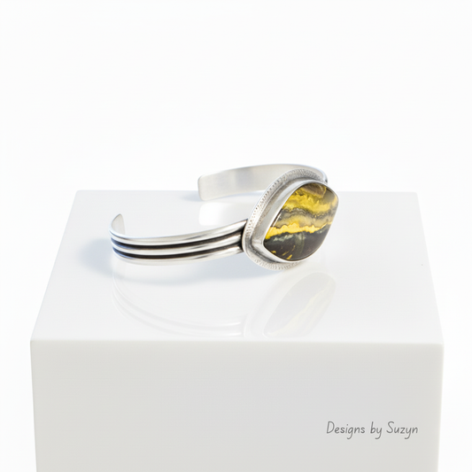 Bumblebee Jasper Cuff Side Angle on Stand
