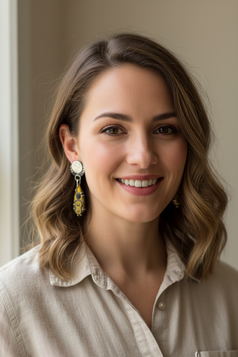 Bumblebee Jasper Earrings on Model