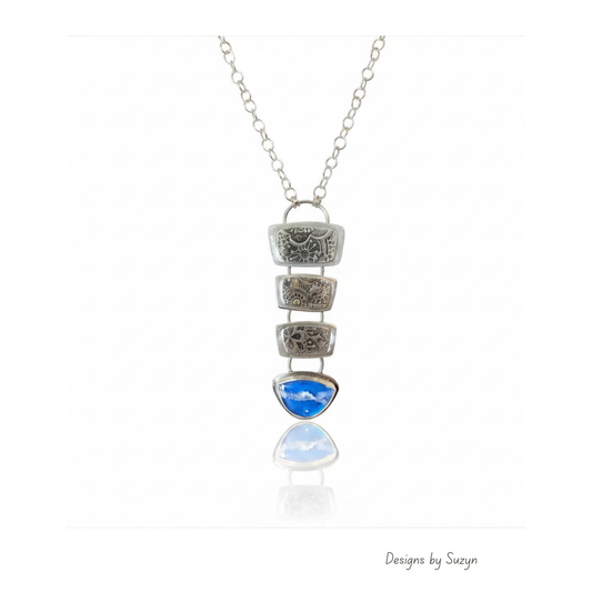 Abracadabra - Transforma — Argentium Silver Statement Necklace with Plume Agate Doublet
