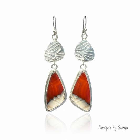 Inferno - Sumatran Agate Double Drop Earrings