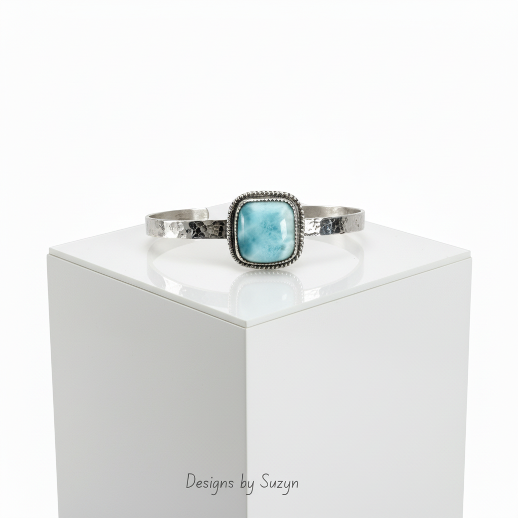Larimar Bracelet Flat on Tall Stand
