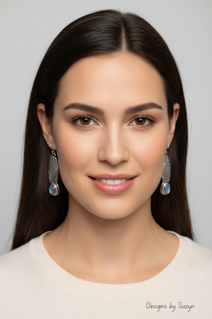 Moonstone Earrings on Model