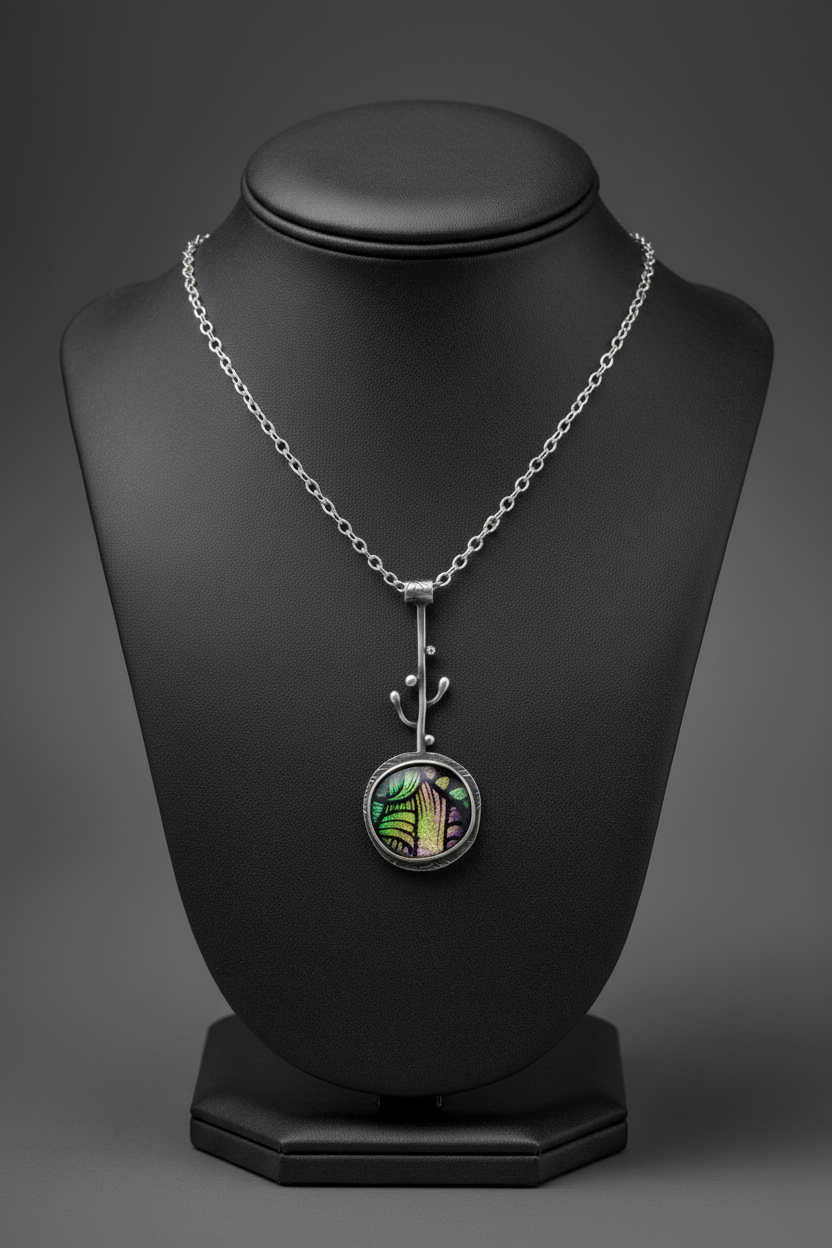 Necklace on Charcoal Jewelry Bust