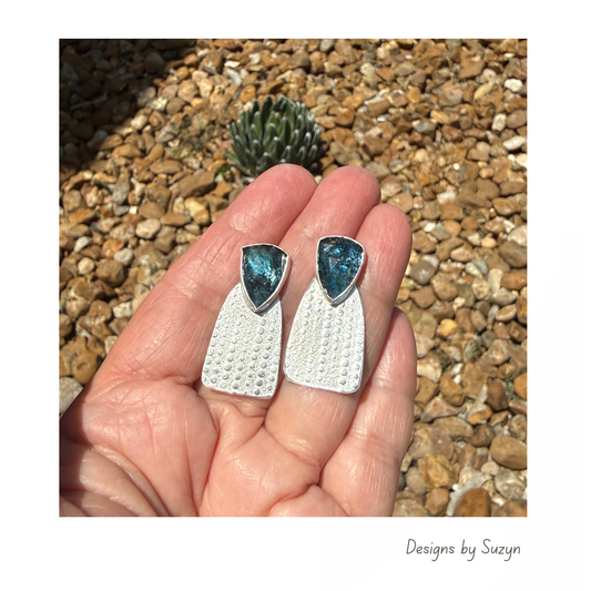 Kyanite and Argentium Silver Post Earrings