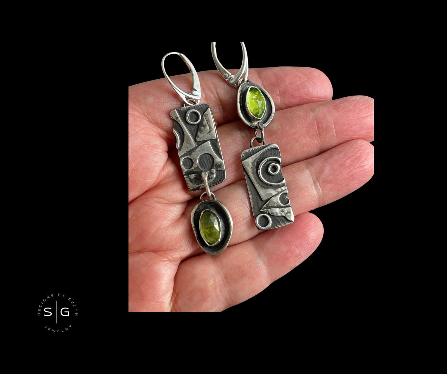 Peridot and Argentium Silver Earrings