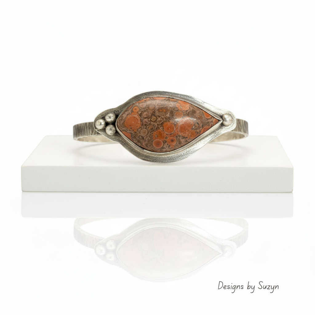Poppy Jasper Bracelet on Raised Rectangle