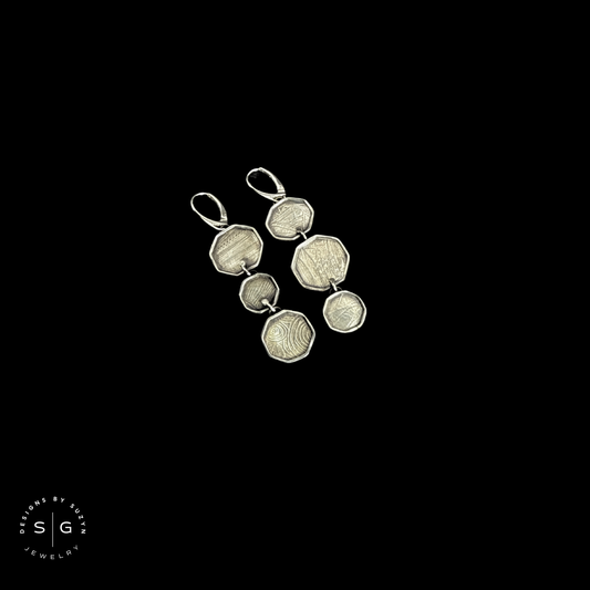 Hexagon Silver Earrings