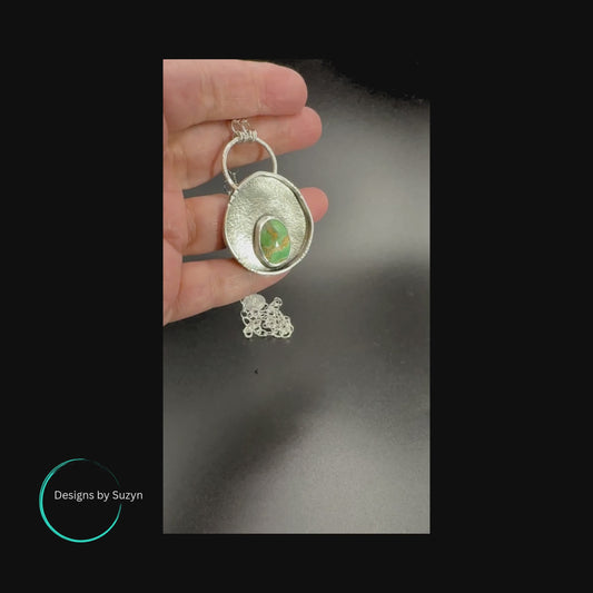Variscite and silver pendant, Silver Sage
