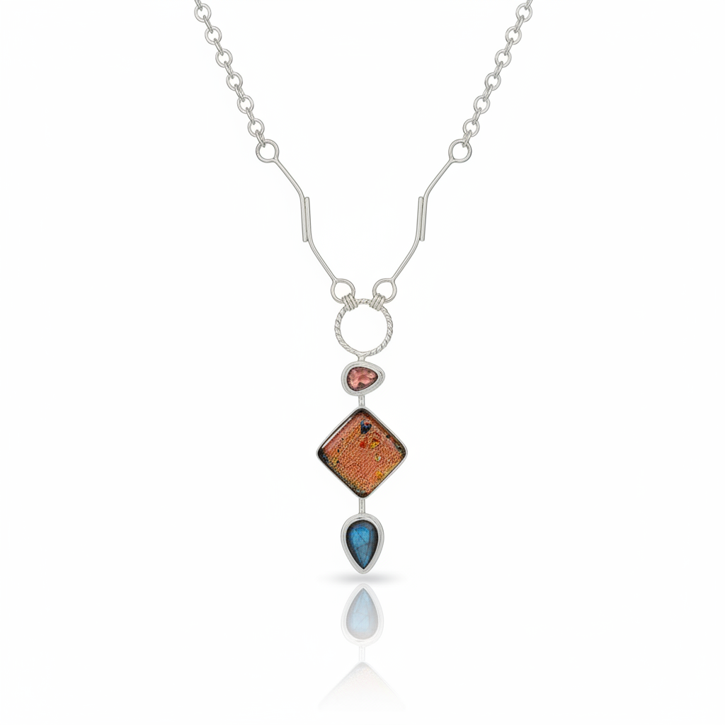 Spinel Fused Glass Labradorite Pendant