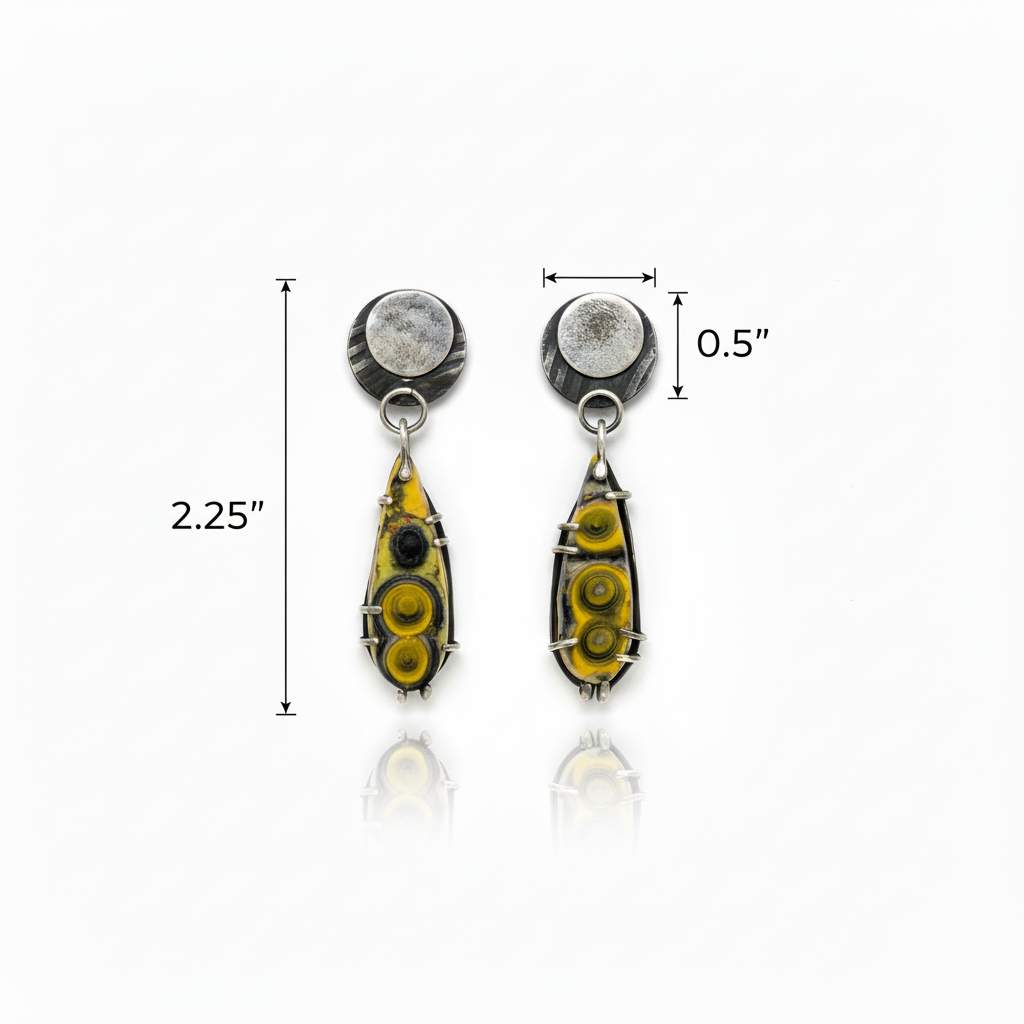 Technical Size Diagram - Bumblebee Jasper Earrings