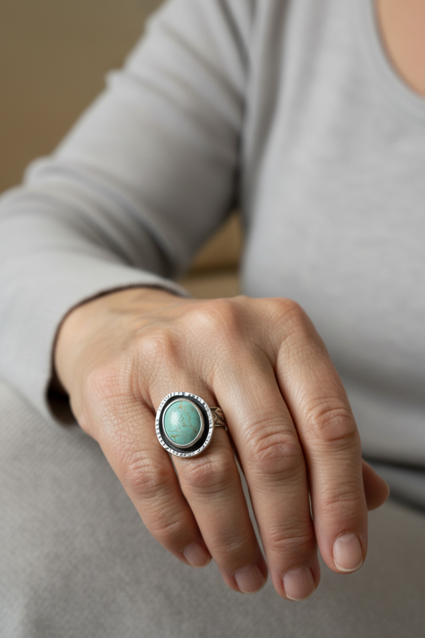 Turquoise Ring - Hand Focus Lifestyle