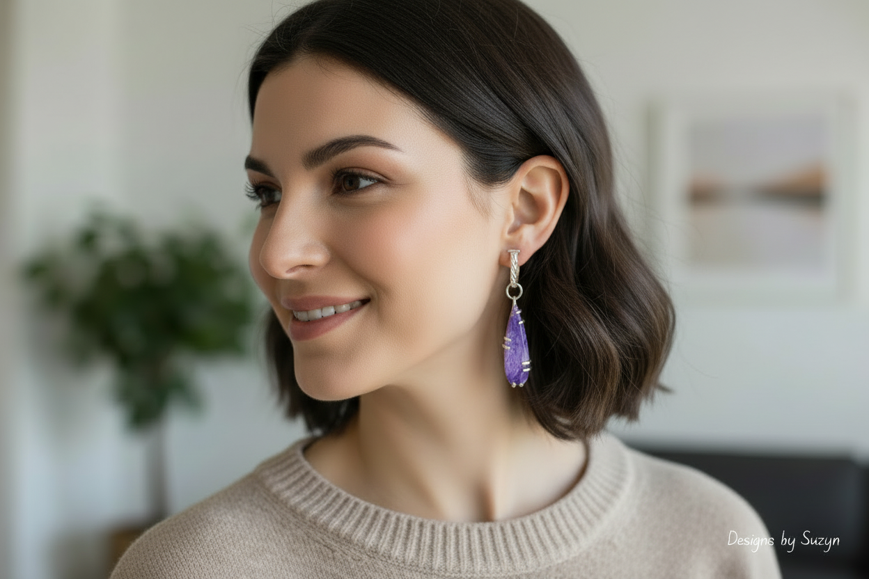 Violet Dreams Earring Showing Hoop Detail