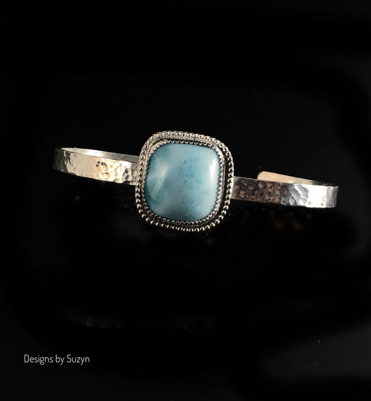 Larimar and Sterling Silver Cuff Bracelet Size 6-3/4 - 7