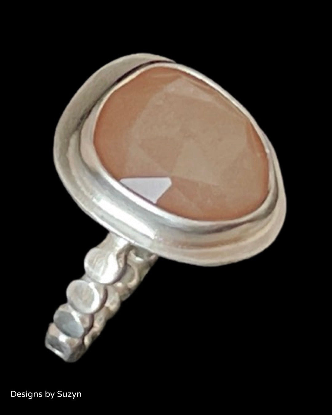Peach Moonstone Ring, Size 6.5
